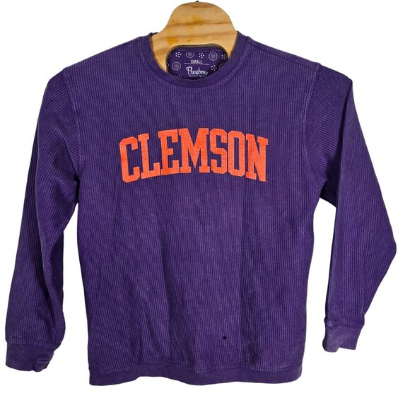 Clemson Tigers Waffle Knit Thermal Shirt Small Long‎ Sleeve Purple Orange Logo - Picture 2 of 4